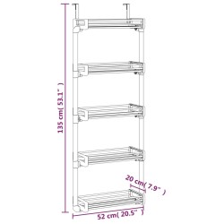 Organisateur de porte avec 5 étagères 52x20x135 cm aluminium 645855645855
