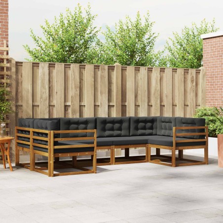 Ensemble de canapés d'extérieur 6 pcs Naturel et Anthracite 645863645863
