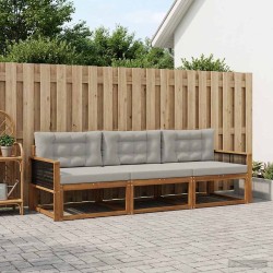 Ensemble de canapés d'extérieur 3 pcs Naturel et Gris clair 645865645865