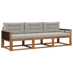 Ensemble de canapés d'extérieur 3 pcs Naturel et Gris clair 645865645865