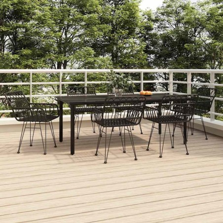 Ensemble à manger de jardin 7 pcs Noir Résine tressée 645870645870