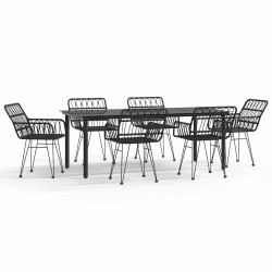 Ensemble à manger de jardin 7 pcs Noir Résine tressée 645870645870