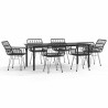 Ensemble à manger de jardin 7 pcs Noir Résine tressée 645870645870
