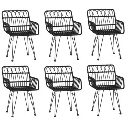 Ensemble à manger de jardin 7 pcs Noir Résine tressée 645870645870