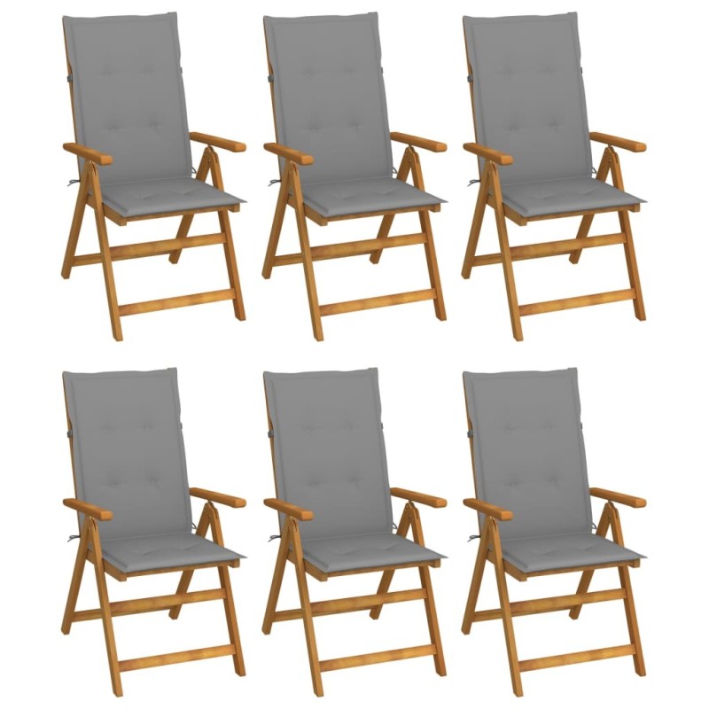 Chaises pliables de jardin lot de 6 avec coussins Bois d'acacia 645876645876