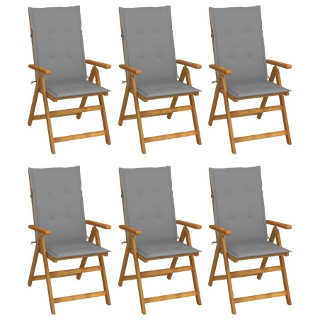 Chaises pliables de jardin lot de 6 avec coussins Bois d'acacia 645876645876
