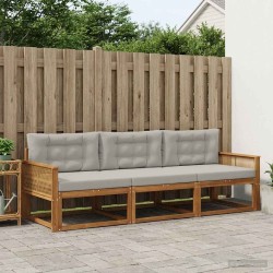 Ensemble de canapés d'extérieur 3 pcs Naturel et Gris clair 645878645878