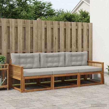 Ensemble de canapés d'extérieur 3 pcs Naturel et Gris clair 645878645878