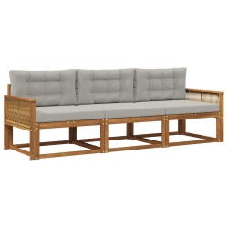 Ensemble de canapés d'extérieur 3 pcs Naturel et Gris clair 645878645878