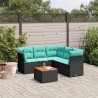 Salon de jardin 6 pcs avec coussins noir résine tressée 645883645883