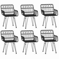 Ensemble à manger de jardin 7 pcs Noir Résine tressée 645888645888