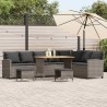 Salon de jardin 4 pcs avec coussins forme L gris résine tressée 645911645911