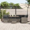 Salon de jardin 4 pcs avec coussins forme L gris résine tressée 645911645911
