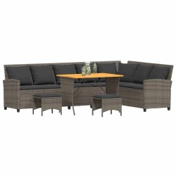 Salon de jardin 4 pcs avec coussins forme L gris résine tressée 645911645911