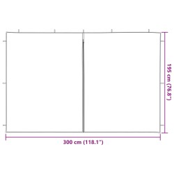 Mur de tente de fête 2 pcs Rouge 300 x 195 cm PE et acier 645915645915