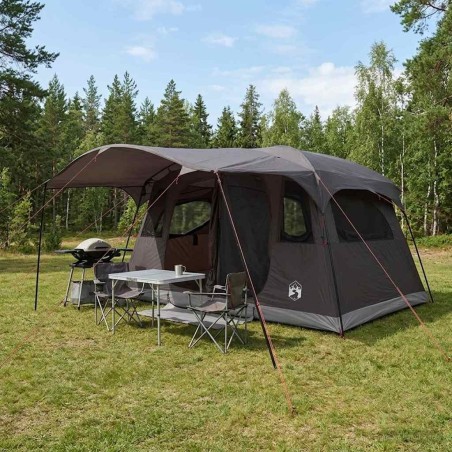 Tente tunnel Marron Gris 366 x 244 x 198 cm Polyester et Acier 645943645943
