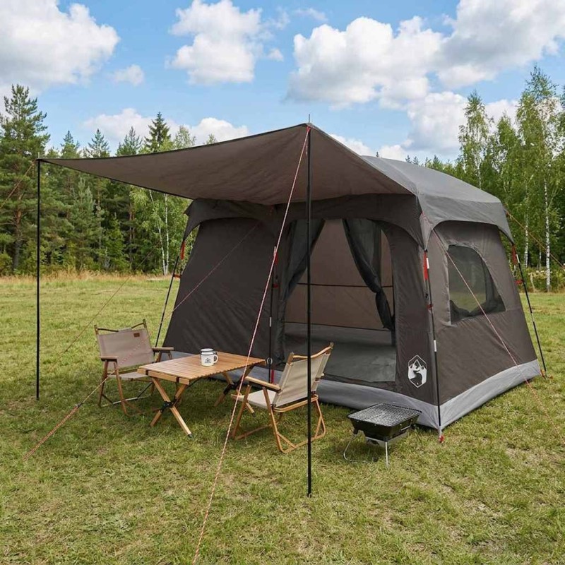 Tente familiale Marron Gris 380 x 260 x 190 cm Polyester 645944645944