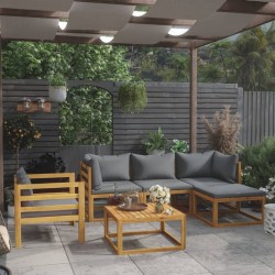 Salon de jardin 6 pcs avec coussin Bois d'acacia solide 645947645947