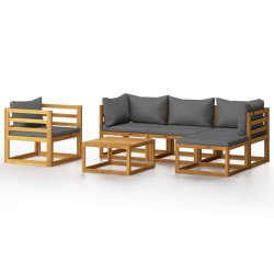 Salon de jardin 6 pcs avec coussin Bois d'acacia solide 645947645947