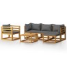 Salon de jardin 6 pcs avec coussin Bois d'acacia solide 645947645947
