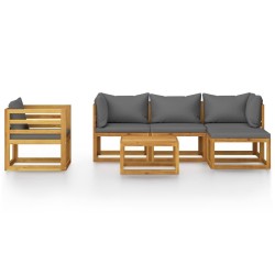 Salon de jardin 6 pcs avec coussin Bois d'acacia solide 645947645947