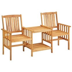 Chaises de jardin avec table à thé et coussins Acacia solide 645952645952