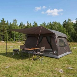 Tente familiale avec toit Marron Gris 420 x 305 x 200 cm 645965645965