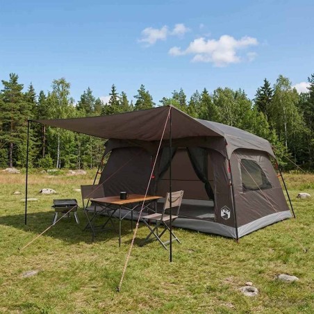 Tente familiale avec toit Marron Gris 420 x 305 x 200 cm 645965645965