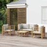 Salon de jardin 5 pcs avec coussins gris clair bambou 645970645970