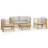 Salon de jardin 5 pcs avec coussins gris clair bambou 645970645970