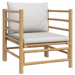 Salon de jardin 5 pcs avec coussins gris clair bambou 645970645970
