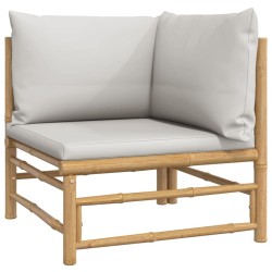 Salon de jardin 5 pcs avec coussins gris clair bambou 645970645970