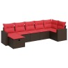 Salon de jardin avec coussins 7 pcs marron résine tressée 645971645971