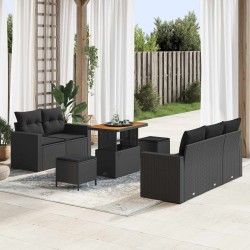 Ensemble de canapé de jardin avec coussin 8 pcs Noir polyrotin 645972645972