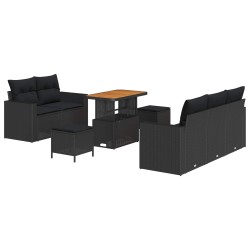 Ensemble de canapé de jardin avec coussin 8 pcs Noir polyrotin 645972645972