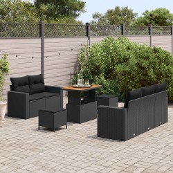Ensemble de canapé de jardin avec coussin 8 pcs Noir polyrotin 645972645972