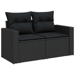 Ensemble de canapé de jardin avec coussin 8 pcs Noir polyrotin 645972645972