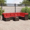 Salon de jardin avec coussins 9 pcs marron résine tressée 645973645973