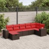 Salon de jardin avec coussins 7 pcs marron résine tressée 645974645974