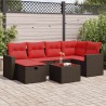 Salon de jardin avec coussins 7 pcs marron résine tressée 645976645976