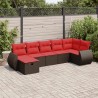 Salon de jardin avec coussins 7 pcs marron résine tressée 645977645977