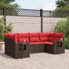 Ensemble de canapé de jardin 6 pcs avec coussins marron résine tressée 645982645982