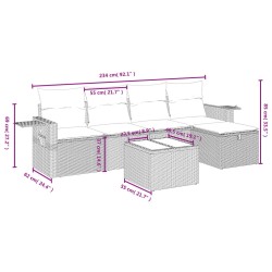 Ensemble de canapé de jardin 6 pcs avec coussins marron résine tressée 645983645983