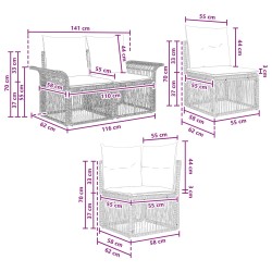 Ensemble de canapé de jardin 6 pcs Gris polyrotin 645990645990