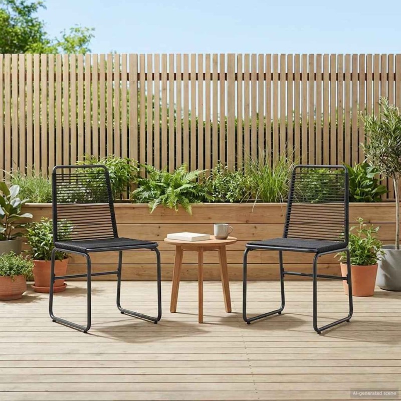 Chaises de jardin 2 pcs Noir 48 x 55 x 89,5 cm Rotin 645992645992