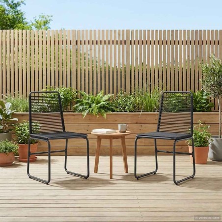 Chaises de jardin 2 pcs Noir 48 x 55 x 89,5 cm Rotin 645992645992