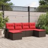 Ensemble de canapé de jardin 6 pcs avec coussins marron résine tressée 645993645993