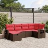 Ensemble de canapé de jardin 6 pcs avec coussins marron résine tressée 645994645994