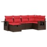 Ensemble de canapé de jardin 6 pcs avec coussins marron résine tressée 645994645994