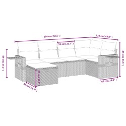 Ensemble de canapé de jardin 6 pcs avec coussins marron résine tressée 645994645994